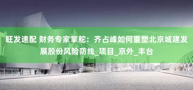 旺发速配 财务专家掌舵：齐占峰如何重塑北京城建发展股份风险防线_项目_京外_丰台