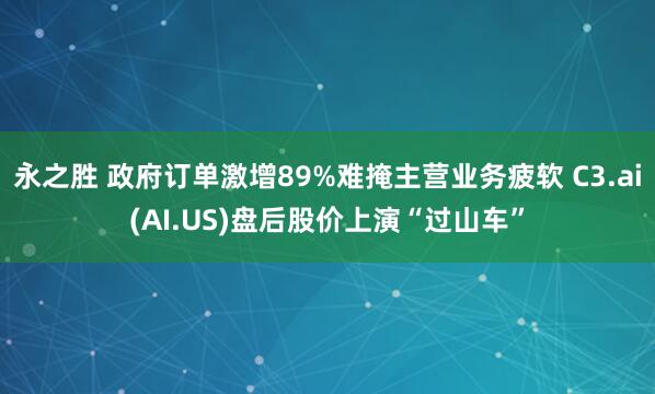 永之胜 政府订单激增89%难掩主营业务疲软 C3.ai(AI.US)盘后股价上演“过山车”
